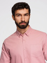 Ombre Clothing Moška bombažna srajca REGULAR FIT z žepom - rožnata V3 K700 Ombre Clothing