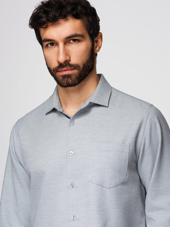Ombre Clothing Moška srajca klasičnega regular fit kroja - siva melanž V2 K694 Ombre Clothing