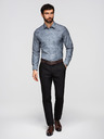 Ombre Clothing Klasična moška flanelna bombažna srajca s cvetlicami - siva V3 K701 Ombre Clothing