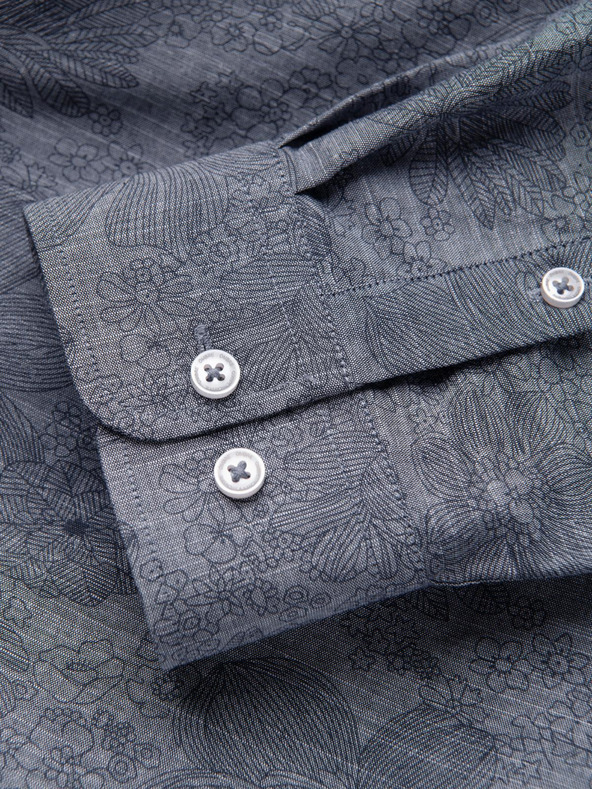 Ombre Clothing Klasična moška flanelna bombažna srajca s cvetlicami - siva V3 K701 Ombre Clothing