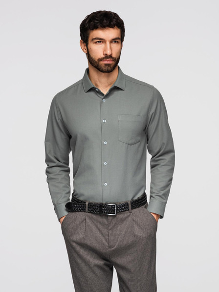 Ombre Clothing Moška srajca klasičnega regular fit kroja - khaki V4 K694 Ombre Clothing