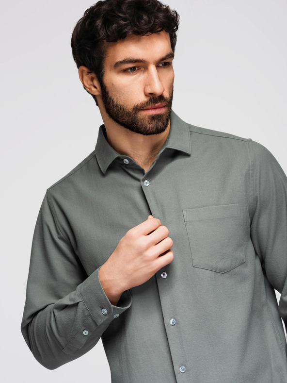 Ombre Clothing Moška srajca klasičnega regular fit kroja - khaki V4 K694 Ombre Clothing