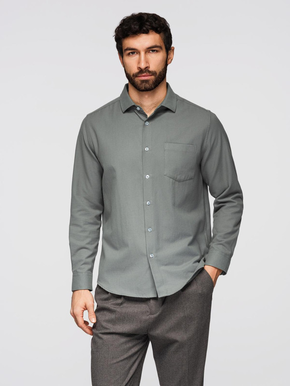 Ombre Clothing Moška srajca klasičnega regular fit kroja - khaki V4 K694 Ombre Clothing