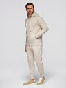 Ombre Clothing Moška bombažna trenirka komplet kengurujska mikina + hlače jogger - svetlo bež V1 Z121 Ombre Clothing