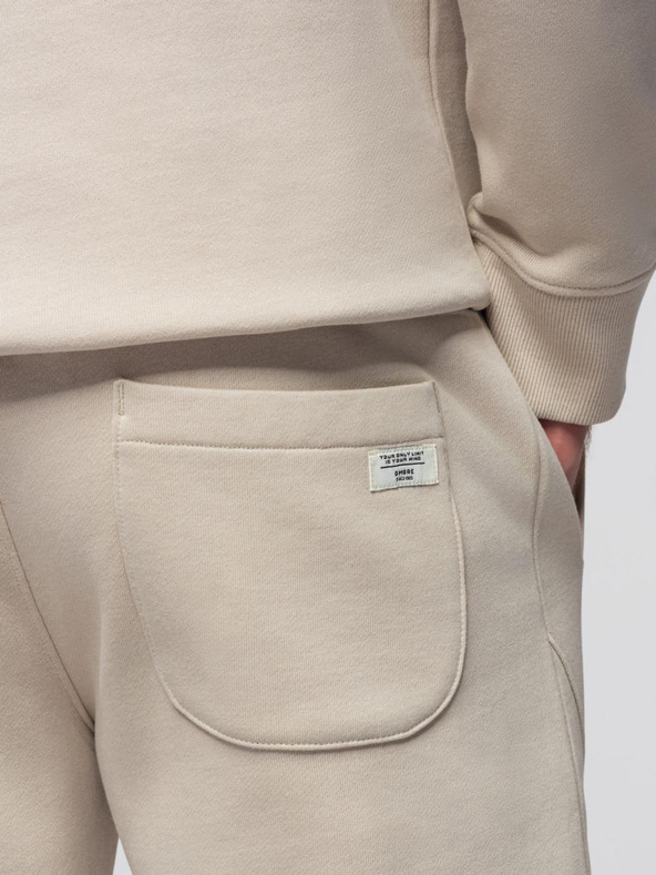 Ombre Clothing Moška bombažna trenirka komplet kengurujska mikina + hlače jogger - svetlo bež V1 Z121 Ombre Clothing