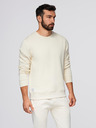 Ombre Clothing Moška treningska garnitura mikica z okroglim izrezom + hlače regular fit - kremna V11 Z122 Ombre Clothing