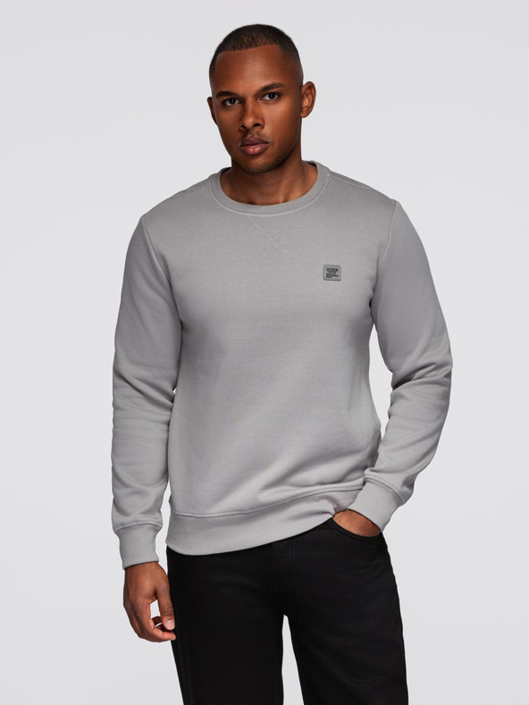 Ombre Clothing Moška klasična mikina s kroglastim izrezom - siva V4 OM-SSNZ-0243 Ombre Clothing