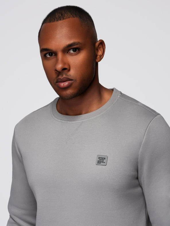Ombre Clothing Moška klasična mikina s kroglastim izrezom - siva V4 OM-SSNZ-0243 Ombre Clothing