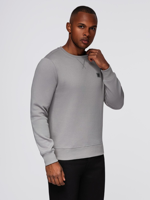 Ombre Clothing Moška klasična mikina s kroglastim izrezom - siva V4 OM-SSNZ-0243 Ombre Clothing