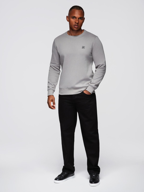 Ombre Clothing Moška klasična mikina s kroglastim izrezom - siva V4 OM-SSNZ-0243 Ombre Clothing