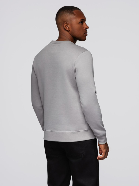 Ombre Clothing Moška klasična mikina s kroglastim izrezom - siva V4 OM-SSNZ-0243 Ombre Clothing