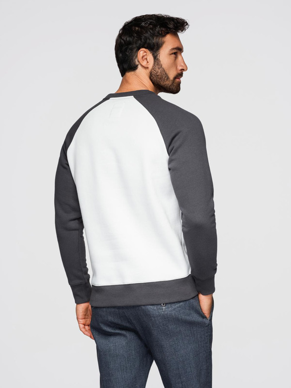 Ombre Clothing Moška kontrastna mikina z raglan rokavi - kremasta in grafit V1 OM-SSNZ-0239 Ombre Clothing
