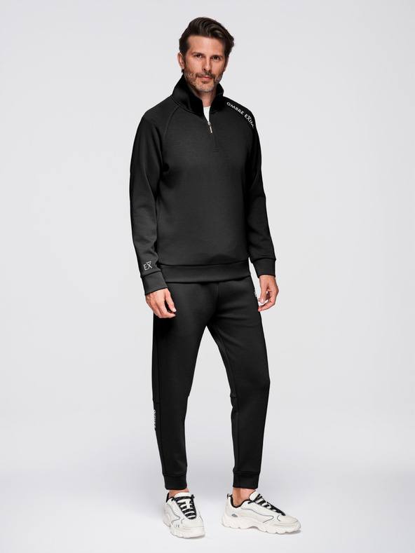 Ombre Clothing Moška trenirka komplet mikina s stoječem + hlače jogger - črna V1 Z117 Ombre Clothing