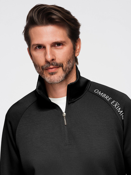 Ombre Clothing Moška trenirka komplet mikina s stoječem + hlače jogger - črna V1 Z117 Ombre Clothing