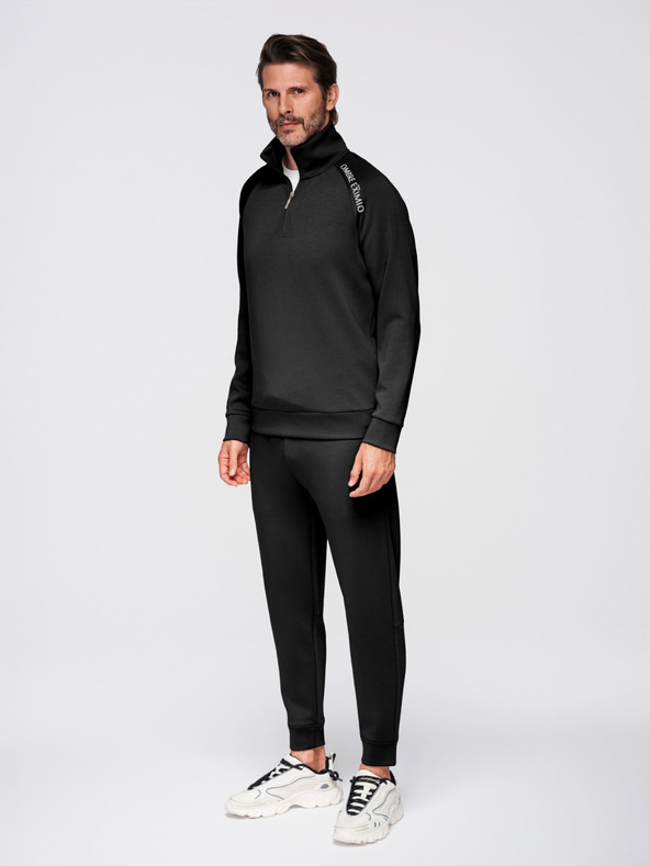 Ombre Clothing Moška trenirka komplet mikina s stoječem + hlače jogger - črna V1 Z117 Ombre Clothing