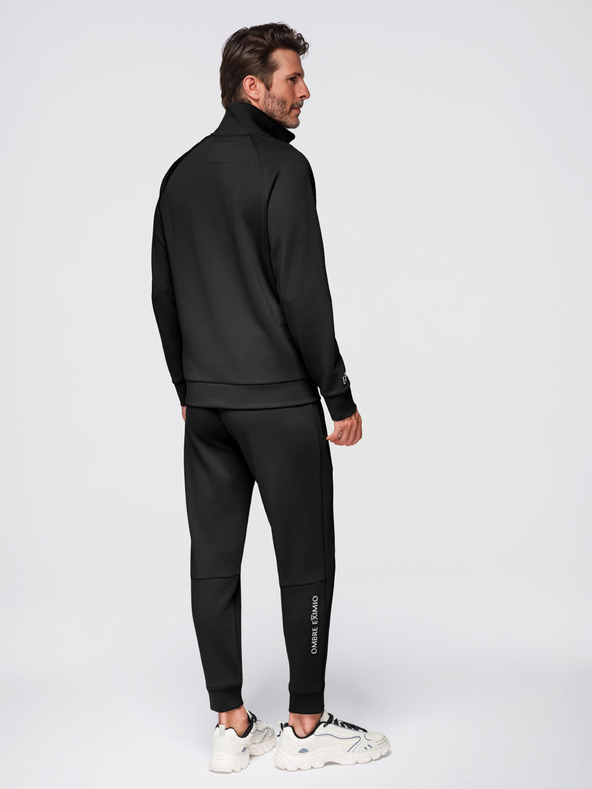Ombre Clothing Moška trenirka komplet mikina s stoječem + hlače jogger - črna V1 Z117 Ombre Clothing