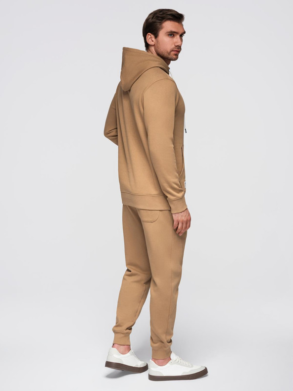 Ombre Clothing Moška bombažna trenirka komplet mikina + hlače jogger - rjava V2 Z121 Ombre Clothing