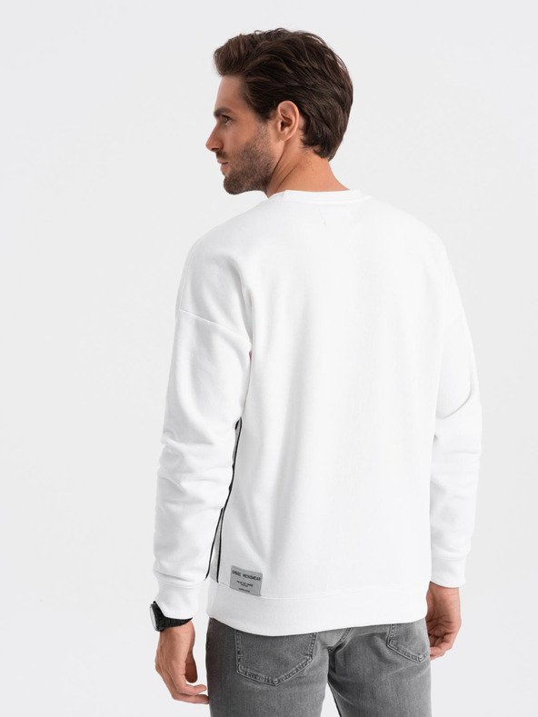 Ombre Clothing Moška mikina OVERSIZE v kontrastni barvni kombinaciji - bela in siva V1 B1673 Ombre Clothing