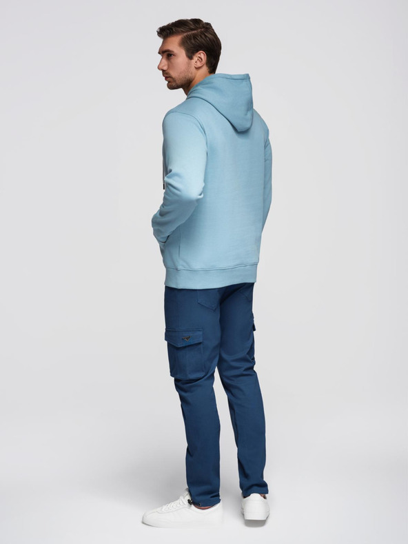 Ombre Clothing Moška kengurujska mikina BASIC s kapuco - modra V7 B1674 Ombre Clothing