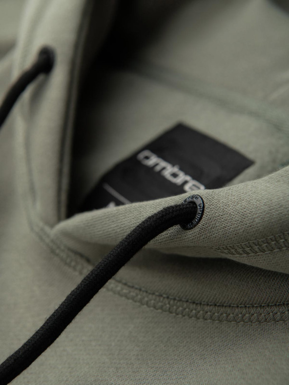 Ombre Clothing Moška kengurujska mikina z vezeninami in kapuco - khaki V3 OM-SSNZ-0241 Ombre Clothing