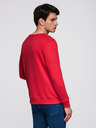 Ombre Clothing Moška mikina s kroglastim izrezom in našitkom - rdeča V1 B1713 Ombre Clothing