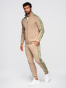 Ombre Clothing Moški komplet iz raztegljive mikine + trenirk jogger - svetlo rjava V1 Z113 Ombre Clothing