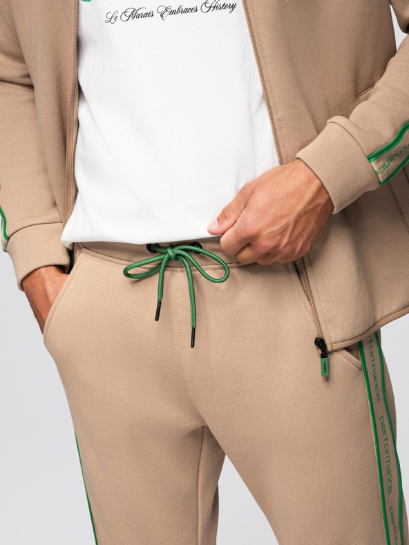 Ombre Clothing Moški komplet iz raztegljive mikine + trenirk jogger - svetlo rjava V1 Z113 Ombre Clothing