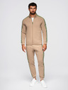 Ombre Clothing Moški komplet iz raztegljive mikine + trenirk jogger - svetlo rjava V1 Z113 Ombre Clothing