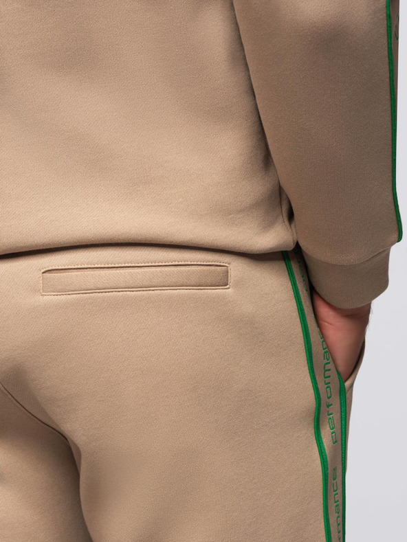 Ombre Clothing Moški komplet iz raztegljive mikine + trenirk jogger - svetlo rjava V1 Z113 Ombre Clothing