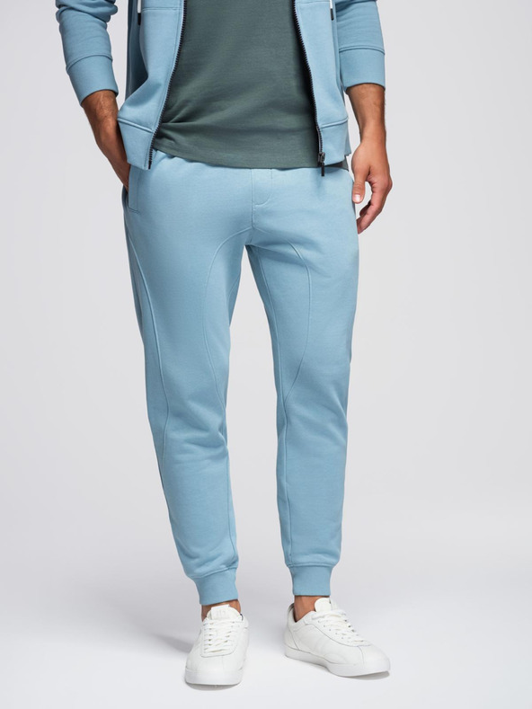 Ombre Clothing Moška trenirka komplet mikina s kapuco + hlače jogger - svetlo modra V7 Z119 Ombre Clothing