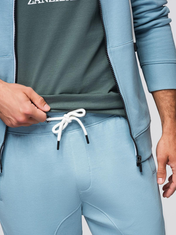 Ombre Clothing Moška trenirka komplet mikina s kapuco + hlače jogger - svetlo modra V7 Z119 Ombre Clothing