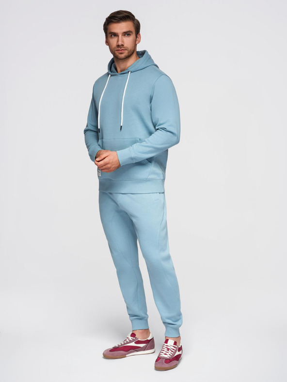 Ombre Clothing Moška bombažna trenirka komplet mikina + hlače jogger - modra V7 Z121 Ombre Clothing