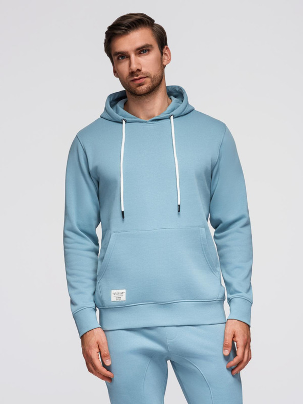 Ombre Clothing Moška bombažna trenirka komplet mikina + hlače jogger - modra V7 Z121 Ombre Clothing