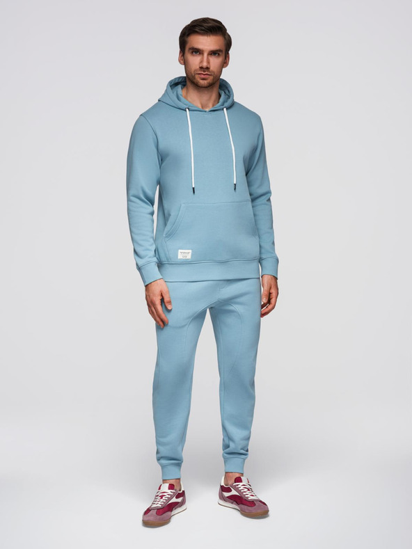 Ombre Clothing Moška bombažna trenirka komplet mikina + hlače jogger - modra V7 Z121 Ombre Clothing