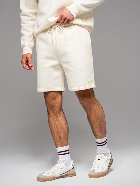 Ombre Clothing UNISEX trenirka komplet mikina + kratke hlače - kremasta V2 Z108 Ombre Clothing