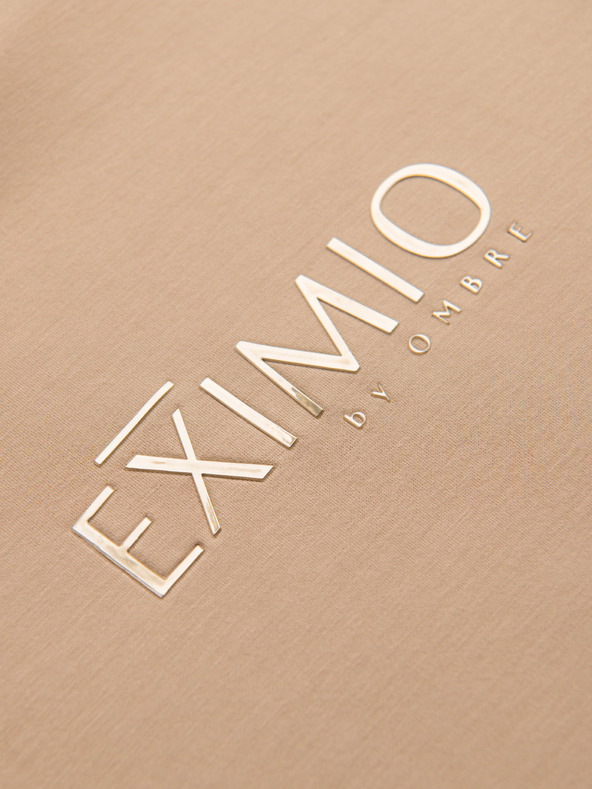 Ombre Clothing Moška mikina s sijoči tisk na prsih - bež V3 OM-SNBC-0199 Ombre Clothing