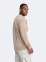 Ombre Clothing Moška mikina OVERSIZE s kontrastnim prepletanjem barv - bež V2 B1673 Ombre Clothing