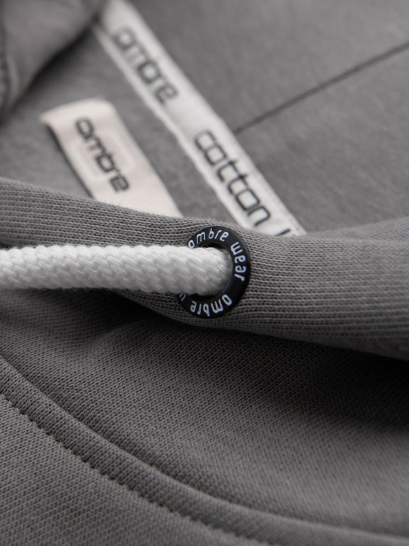 Ombre Clothing Moška mikina BASIC s kengurujskim žepom in kapuco - siva V8 B1674 Ombre Clothing