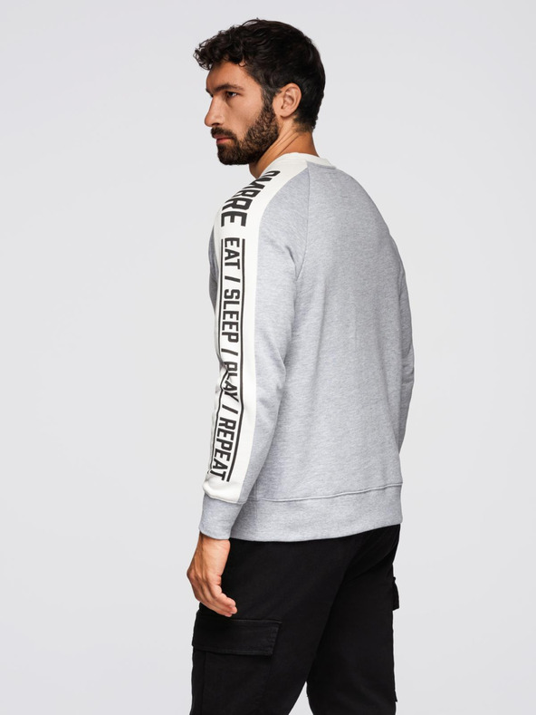 Ombre Clothing Moška mikina s kontrastno oblogo in raglan rokavi - siva melirka V2 OM-SSNZ-0200 Ombre Clothing