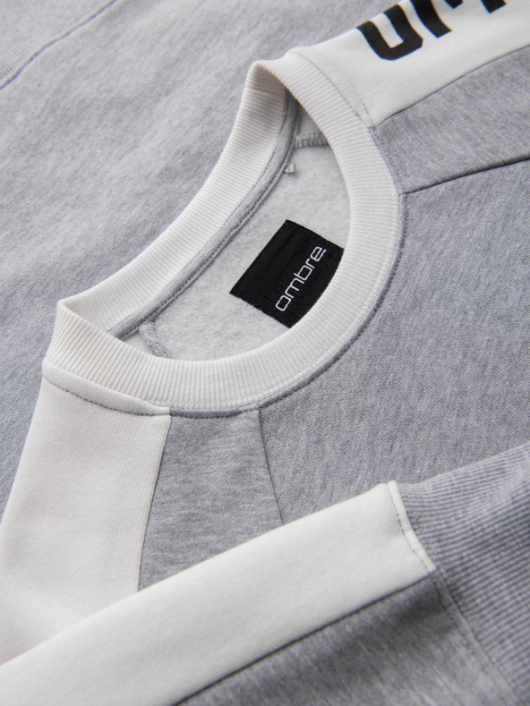 Ombre Clothing Moška mikina s kontrastno oblogo in raglan rokavi - siva melirka V2 OM-SSNZ-0200 Ombre Clothing