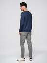 Ombre Clothing Moška mikina s kroglastim izrezom in našitkom - temno modra V2 B1713 Ombre Clothing