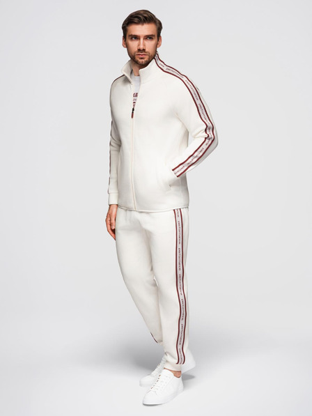 Ombre Clothing Moški komplet iz raztegljive mikine + trenirk jogger - bela V2 Z113 Ombre Clothing