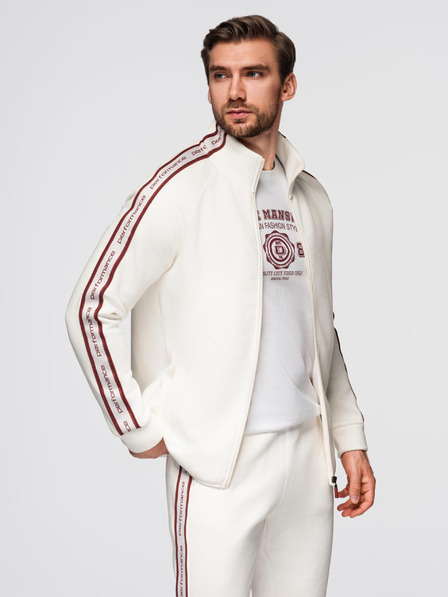 Ombre Clothing Moški komplet iz raztegljive mikine + trenirk jogger - bela V2 Z113 Ombre Clothing