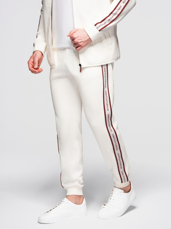 Ombre Clothing Moški komplet iz raztegljive mikine + trenirk jogger - bela V2 Z113 Ombre Clothing