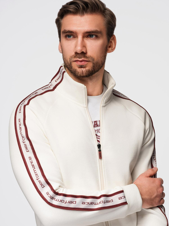 Ombre Clothing Moški komplet iz raztegljive mikine + trenirk jogger - bela V2 Z113 Ombre Clothing