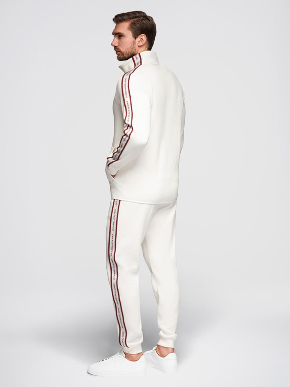 Ombre Clothing Moški komplet iz raztegljive mikine + trenirk jogger - bela V2 Z113 Ombre Clothing