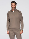 Ombre Clothing Pánský tréninkový oblek mikina s límčekom + nohavice jogger - šedohnedá V3 Z117 Ombre Clothing