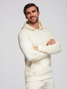 Ombre Clothing Pánsky bavlnený tréninkový oblek klokania vrecka + nohavice jogger - krémová V11 Z121 Ombre Clothing