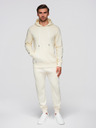 Ombre Clothing Pánsky bavlnený tréninkový oblek klokania vrecka + nohavice jogger - krémová V11 Z121 Ombre Clothing