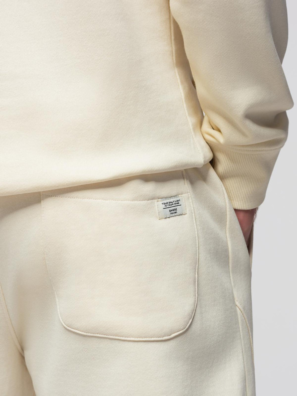 Ombre Clothing Pánsky bavlnený tréninkový oblek klokania vrecka + nohavice jogger - krémová V11 Z121 Ombre Clothing